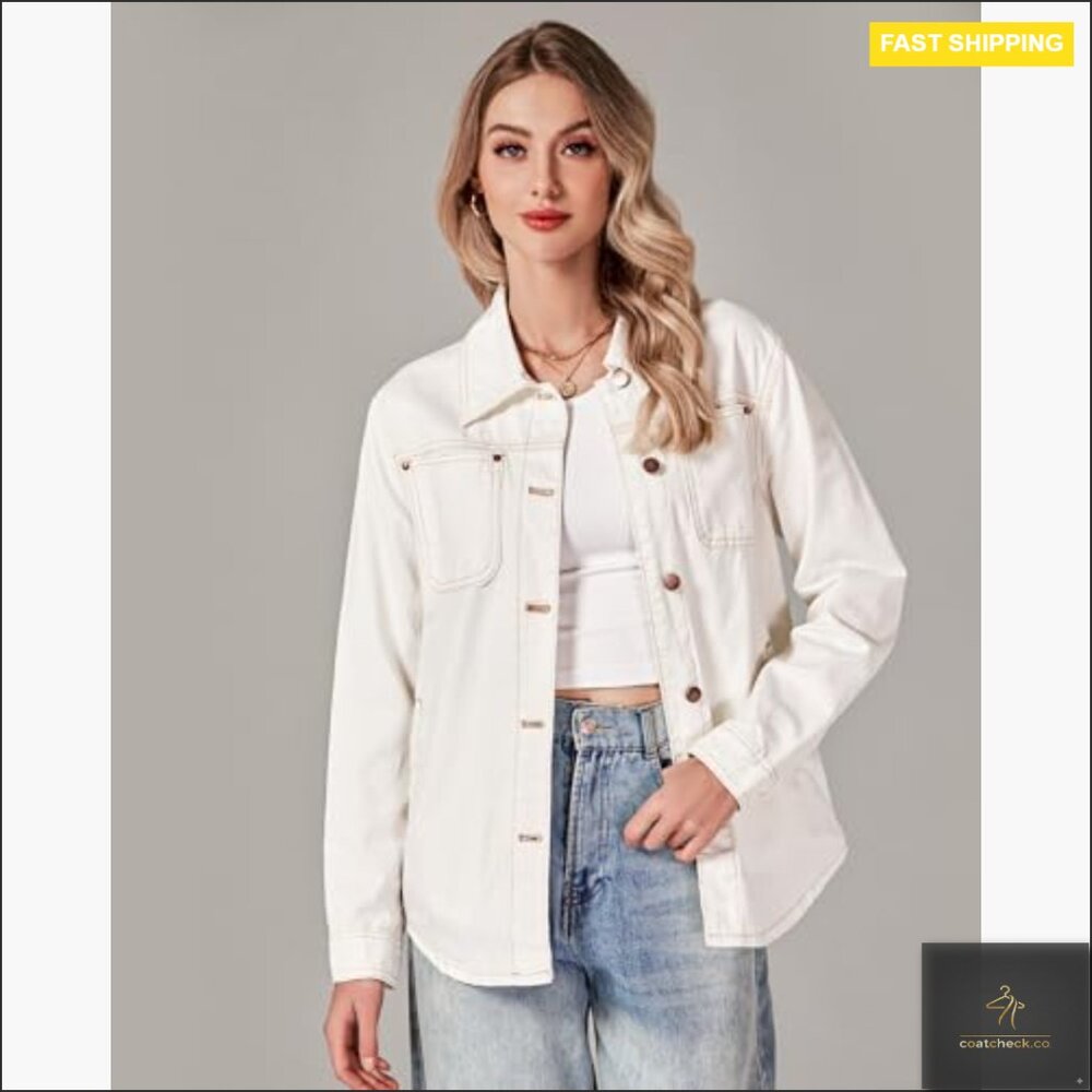 Denim Jacket Button Down Shacket Western Work Jac… - image 5